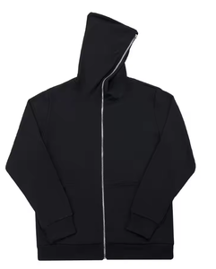 Bulk Wholesale Custom Logo Street Wear Breathable Printing <b>Thick</b> Zip up <b>Fleece</b> Men Black Hoodies - Product Image 5