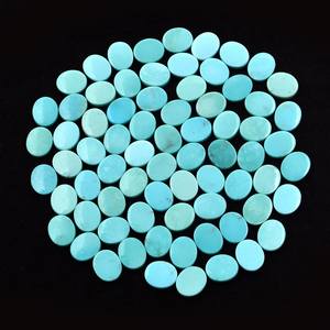 พลอยเทอร์ควอยซ์ AAA+ รูปทรงวงรี ขนาด 8x10 มม. แบบคาโบชอง พลอยเทอร์ควอยซ์สีน้ำเงินธรรมชาติจากแอริโซนา พลอยกึ่งมีค่าแบบแผ่นกลมสำหรับทำเครื่องประดับ - Product Image 4