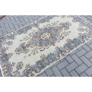 Alfombra de lana turca Vintage, diseño de retazos clásico blanco y azul, alfombra de tejido plano de 3,9x6,6 pies, decoración para sala de estar, látex de 4m - Product Image 2