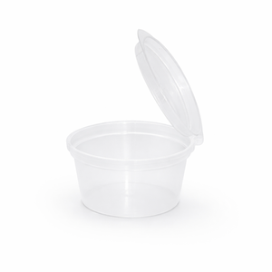 Vasos para soufflé con tapa abatible de 3H y 2 oz (1000 unidades/caja), vasos de PP a prueba de fugas para salsas, delicateses y comida para llevar. - Product Image 1