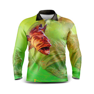 Camisa de Pesca Personalizada Sublimada de Manga Larga, Tallas Grandes, con 3 Botones y Cierre, Conjunto de Jersey de Pesca Impermeable, Cortavientos, Transpirable y Anti-UV - Product Image 1