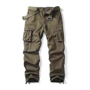 กางเกงคาร์โก้ผู้ชายน้ำหนักเบามีกระเป๋าข้างมีกระเป๋าข้างผ้าฝ้ายเอวสูงสไตล์ลำลองระบายอากาศ - Product Image 1