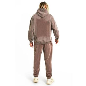 Más tamaño personalizado de gran tamaño lavado ácido secado rápido Color sólido sudor 100% algodón hombres chándales - Product Image 2