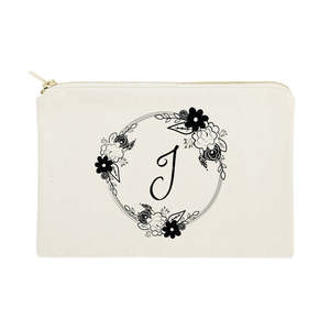Pochette de maquillage personnalisée avec monogramme floral, portable et durable, organiseur de voyage - Product Image 1