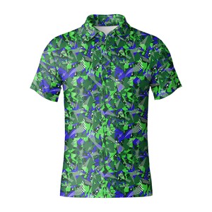 Men's Vibrant <b>Geometric</b> Print Golf Polo <b>Shirt</b> Breathable Quick-Dry Performance Sportswear for Outdoor Golf T-<b>shirt</b> Custom Logo - Product Image 6