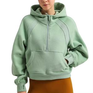 Custom Women's Winter Cotton <b>Hoodie</b> Casual Zip-up Streetwear Oversized Plain Design <b>Long</b> Length Front Logo Position-Wholesale - Product Image 3