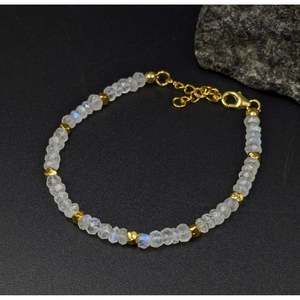 Rainbow Moonstone Beaded Bracelet with 18K Gold Plating Amethyst and Quartz <b>Charm</b> Gift for Occasions Ball Patterned Number - Product Image 4