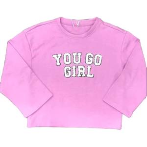 Sweat-shirt décontracté personnalisé et écologique pour filles, en molleton de coton, manches longues, col rond, avec logo brodé sur le devant - Product Image 1