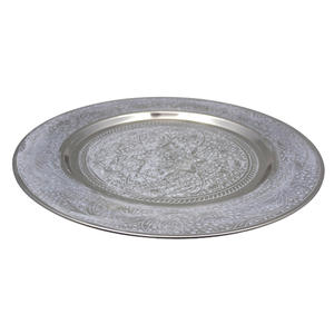 Best-seller Fer Rond Chargeur Plaque Gravure Nickel Antique Plaqué Argent Couleur Plats & Assiettes Pour Servir Au Restaurant en vrac - Product Image 6