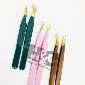 Pinzas de visón superventas, juego de pinzas para pestañas de Punta inclinada de acero inoxidable, pinzas de extensión de pestañas de alta calidad, estuche personalizado - Product Image 6