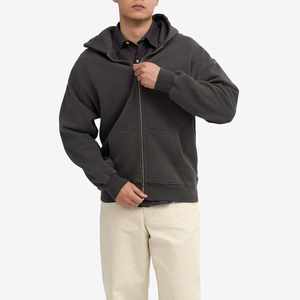 Vente en gros OEM personnalisé coton biologique uni fermeture éclair épaisse vierge 400gsm surdimensionné lourd surdimensionné coupe ample sweats à capuche pour hommes - Product Image 4