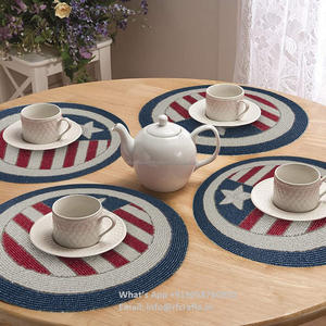 Napperon de table drapeau américain fabriqué à la main Offre Spéciale napperon de perles de rocaille bohème imperméable avec napperon en tissu - Product Image 3