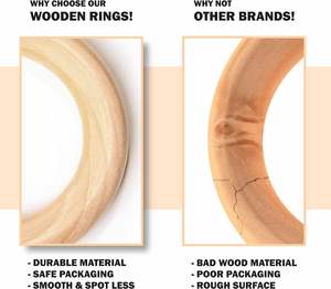 Anneaux en bois de 55mm pour l'artisanat, 20 pièces, anneaux en macramé, lisses et inachevés, durables et légers, pour la fabrication de bijoux et de bricolage - Product Image 3