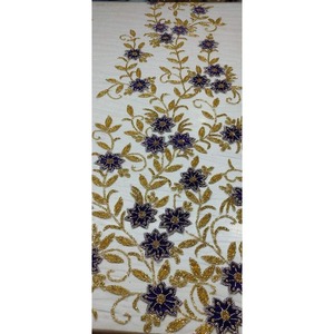 Haute qualité tissé coton perlé travail brodé dentelle tissu pour femmes décontracté et fête porter mariages filles robes - Product Image 1