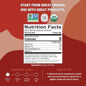 FGO Organic Rooibos <b>Tea</b>, 16 Ounce Loose Leaf Bulk Resealable Bag, Caffeine Free - Product Image 2
