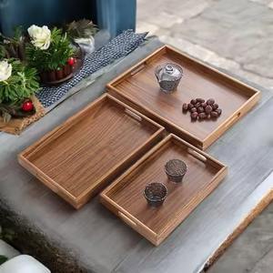 Bandeja Rectangular de Madera Marrón con Asa para Servir Desayuno, Decoración del Hogar, Restaurante - Product Image 4