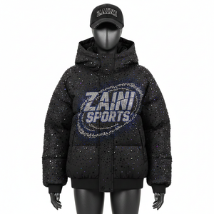 Veste matelassée d'hiver pour femmes, tissu en polyester de haute qualité, design matelassé, strass, logo personnalisé, veste matelassée pour femmes - Product Image 6