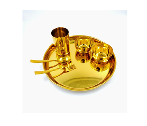 Elegante Juego de Platos Thali de Acero Inoxidable con Acabado Real y Opulento Recubrimiento PVD Dorado, Juego de Comedor de Primera Calidad para Ocasiones Festivas - Product Image 6