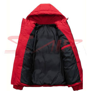 Veste matelassée rouge personnalisable pour hommes, manteaux chauds d'hiver, imperméable, tricoté, grande taille, fermeture à glissière, services OEM, toile polyester - Product Image 3