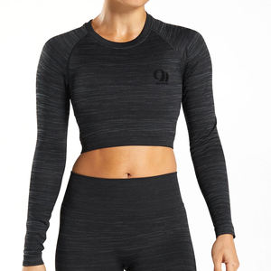 Top Corto Nuevo para Mujer, Personalizado, Transpirable, Informal, para Fitness, Yoga, Gimnasio, Ejercicio, Tejido de Punto, Ropa Deportiva, Talla Grande, Corto, 100% - Product Image 1