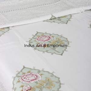 Ndian-Juego de ropa de cama con funda de almohada, juego de sábanas con bordes enjuagados, sanganeri artesanal - Product Image 6