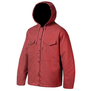 High Quality Winter Men's <b>Canvas</b> <b>Jacket</b> Red Color Long Sleeve Front Pocket Button Closure Windproof Breathable - Product Image 4