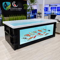 Grand bassin en fibre de verre avec fenêtre frontale en verre trempé pour les entrepreneurs en aménagement paysager, les patios, les poissons koï et les poissons ornementaux