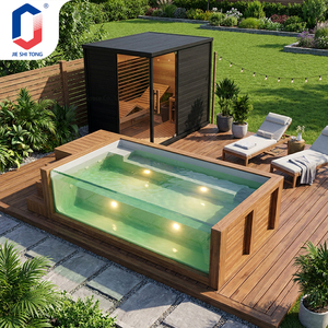 Piscina Pequeña para Jardín con Plataforma de Madera y Fuente Decorativa con Cascada - Product Image 1