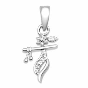 Colgante de Plata 925 con Cadena y Diseño de Planta Bansuri de Krishna - Product Image 3