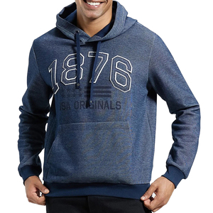 Sudadera con Capucha Unisex Azul Marino, Estampado 1876, Bolsillo Frontal, Informal, Transpirable, de Algodón French Terry, Corte Holgado, para Invierno - Product Image 1