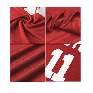 เสื้อฟุตบอลตาข่ายระบายอากาศสำหรับผู้ชายไซส์ใหญ่พิเศษ พิมพ์ชื่อทีมด้านหน้า บริการ OEM สำหรับผู้ใหญ่ ป้องกันแบคทีเรีย แขนสั้น - Product Image 4