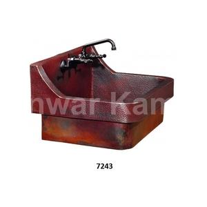 Fregadero de cocina rectangular de cobre envejecido martillado hecho a mano fregadero de cocina de cobre antiguo de diseño clásico - Product Image 1