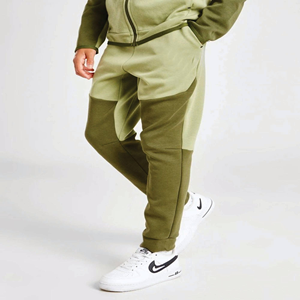 Survêtement en polaire technique pour garçons avec logo de marque personnalisé 69% coton 31% polyester vert sweat à capuche zippé joggers pantalons de survêtement hiver - Product Image 2