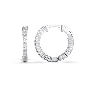 Chic 0.50Ct Round Lab Grown Diamond Dangle Pendientes 14K Oro blanco Out Hoop Venta al por mayor OEM - Product Image 4