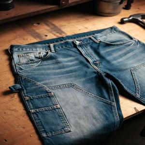 Jeans en denim tissé robuste délavé pour homme, coupe droite, style streetwear |   Vêtements de travail personnalisés avec logo OEM en gros - Product Image 6