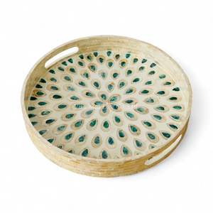 Bandeja de Nácar Hecha a Mano, Bandeja Decorativa con Incrustaciones de Concha Natural, Ecológica, para Mesa de Cocina - Product Image 3