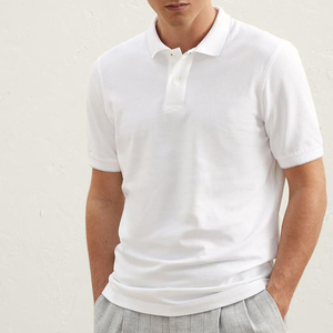 Para manga corta sólido de alta calidad 100% algodón camisa de hombre cuello verano 2025 transpirable stock a granel - Product Image 1