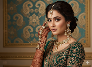 ชุด mehendi panja โบราณที่สง่างามสำหรับผู้หญิงเครื่องประดับเจ้าสาวทำด้วยมือที่สมบูรณ์แบบสำหรับงานแต่งงานและงานเทศกาล - Product Image 2