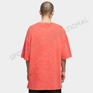 Nueva Camiseta Extra Grande para Hombre con Lavado Ácido, 100% Algodón, Ligera, Transpirable, Cuello Redondo, Color Sólido, 280 Gramos de Peso de Tela, Manga Corta - Product Image 2