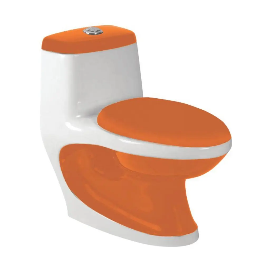 Venda quente Do Banheiro Barato Colorido Banheiro Uma Peça Higiênico Menina One Piece Water Closet Wc WC wc cor Laranja Branco