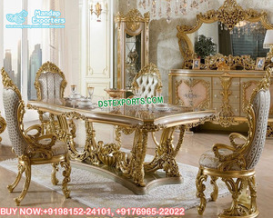 Meubles de salle à manger en bois Royal, ensemble avec des feuilles épaisses, sculpté, nouveau Style, meubles de salle à manger - Product Image 4