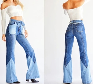 กางเกงขาบานเอวสูงผ้าเดนิมเอวสูง - Product Image 1