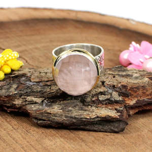 Bague romantique en argent sterling 92,5 avec quartz rose naturel taillé 11,70 mm, plaqué rhodium, ensemble de bijoux fins, incrustation 11,70 g - Product Image 5