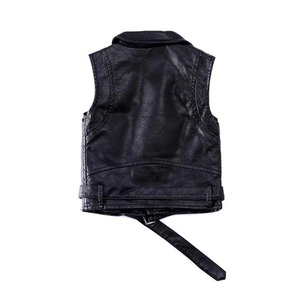 Factory Made Custom Real Full Grain Leather Vest Spring Autumn New Tops <b>Children</b> Soft Leather Jacket Kids Vest - Product Image 2