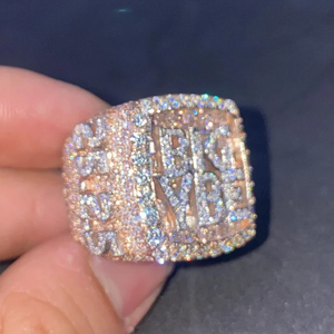 925 Sterling <b>Silver</b> High Shine VVS Moissanite Diamond Custom Letter Iced Out Hip Hop Luxury <b>Statement</b> Men Women Wear <b>Ring</b> - Product Image 3