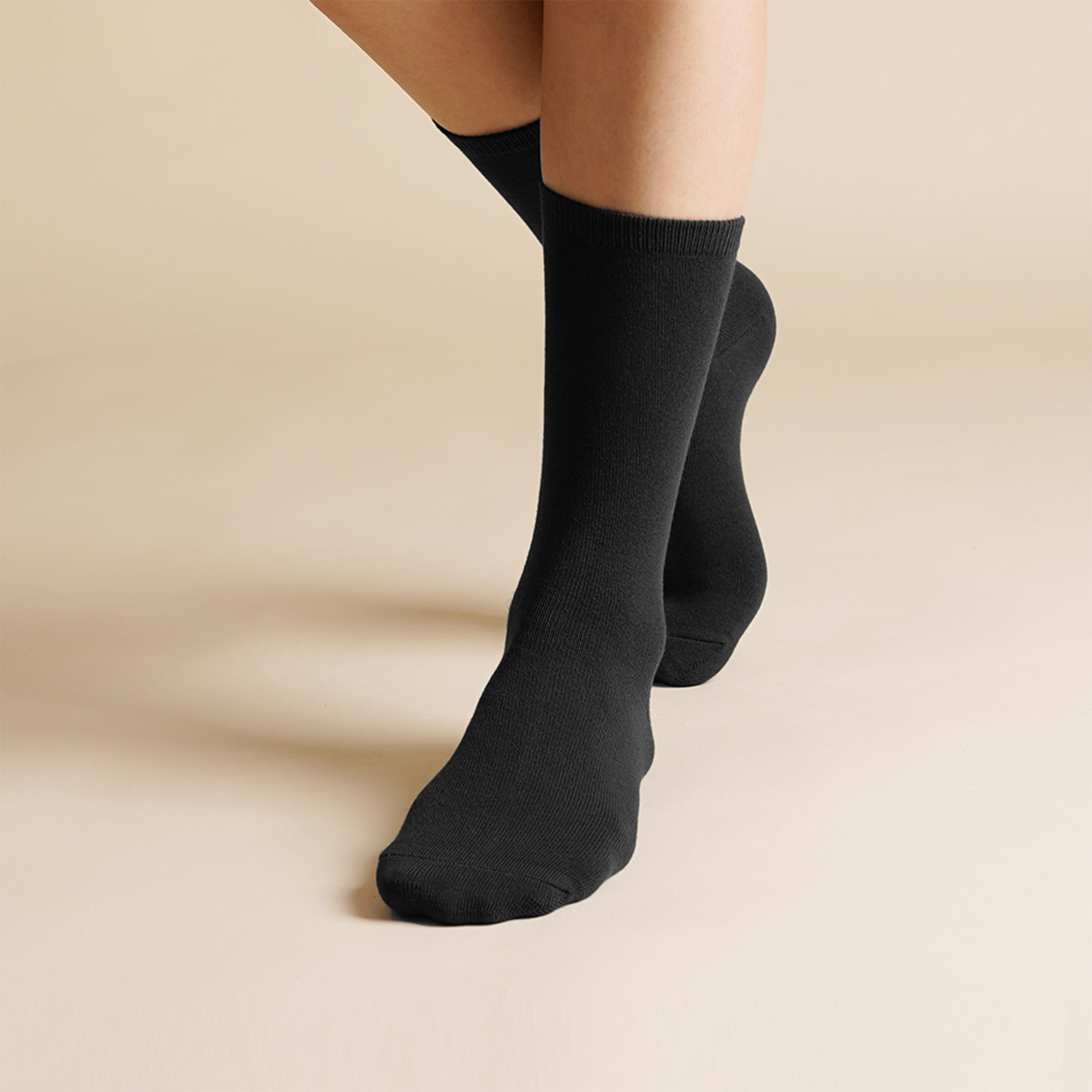 KIKIYA Women Cotton Crew Socks Breathable Knitted Premium Classic Design Regular Length Dress Socks Solid Daily Use Basic Color