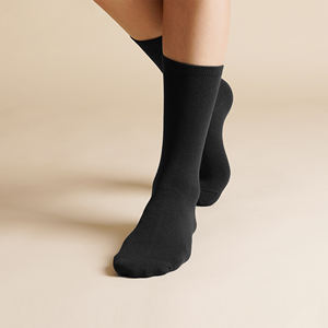 Calcetines de Algodón para Mujer, Transpirables, de Punto, Diseño Clásico Premium, Largos, Color Básico, Cómodos, Estilo Coreano, Lisos - Product Image 2