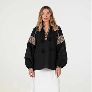 Blusas informales para mujer, camisas bordadas con manga farol, blusas informales para mujer, ropa para mujer, venta al por mayor - Product Image 1