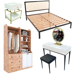 PN022 Ensemble de meubles de chambre à coucher King Size en bois avec lit inclinable et rangement pour salon domestique - Product Image 1