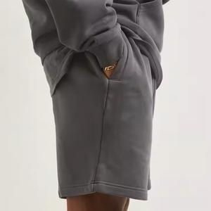 Pantalones cortos deportivos para correr de verano de alta calidad Unisex con logotipo personalizado, pantalones cortos deportivos sólidos de algodón y lana de poliéster en blanco de peso pesado para - Product Image 4